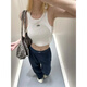 ALO YOGA Internet celebrity letter small mark Ken Bean same style sleeveless racer vest slim slim short threaded yoga female white XS