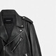 COACH FW solid color zipper lapel long-sleeved casual leather jacket for men black black M