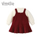 Fanlie VOONLIE girls' dress, winter style, children's plush velvet princess dress, one-year-old baby dress, New Year's Eve dress