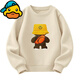 G.duck's special parent-child clothing 2025 new autumn clothing for a family of three, patch embroidered sweatshirts, stylish romper for boys and girls, apricot (patch embroidered) 175 Adult L