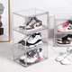 Yusenyi transparent shoe box sneaker storage display box magnetic drawer-type plastic folding shoe cabinet shoe wall 34x26x19cm vertical fully transparent front opening magnetic shoe box 30 pieces