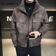 LILANZ official leather down jacket men's winter stand-up collar trendy brand 2025 new casual big pocket American retro thickened winter coat brown-flagship model M 100-130Jin Jin is equal to about 0.5 kg