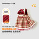 Keying GOWINBABY children's clothing girls New Year clothes gifts 2025 winter girls vest skirt plaid baby girl New Year's greetings dress sweet and thick plaid vest skirt 90 (suitable for height 80cm-90cm)