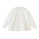 DAVE&BELLA children's shirts spring clothes for girls and older children long-sleeved casual embroidered white shirts