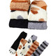 Thickened warm coral velvet cat claw socks girls confinement socks floor socks autumn and winter sleep socks mid-calf socks polka dot coffee 5 pairs one size