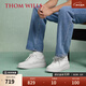THOM WILLS男鞋小白鞋冬季内增高厚底休闲布洛克真皮白色板鞋男款 白色G691 40 /7码