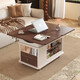 Sofa side table, movable coffee table, small living room side cabinet, multi-functional tea table, lifting and folding solid wood corner table, walnut+white, with lift 700*400*546