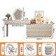 Xinang Dressing Table Modern 2025 Cream Style Slate Bedroom Simple New Light Luxurious Style Solid Wood Dressing Table and Cabinet In One 80cm White + Three Drawer Cabinet + Cloud Mirror + Petal Chair