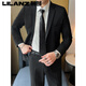 Lilang suit suit men's jacket business casual spring and autumn top groomsman suit groom wedding professional formal suit 09/* (2 pieces) black suit + trousers S (suitable for 80-95 Jin Jin equals 0.5 kg)
