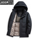 JEEP SPIRIT Зимний пуховик, мужской, средней длины, утолщенный, для папы среднего возраста, теплая куртка на белом утином пуху, черного цвета, M Рекомендуется 100–120 Джин Джин равен 0,5 кг