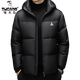 Woodpecker high-end down jacket men's jacket winter business casual fashion hooded bread coat thickened warm and cold-proof jacket RR-YR36038 black M 170/92A