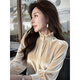 Qiao Bo Lai rice white velvet top new style winter feeling light luxury temperament socialite unique and beautiful French petty bourgeoisie shirt off-white Korean chic chic/niche non-colliding style M recommended 95-105 Jin Jin equals 0.5 kg