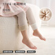 October Crystal Sunshine Girls' Leggings Plus Velvet Thickened Autumn and Winter Leggings Women's Lamb Velvet Pants Cocoa Apricot (Recommended Temperature -5 -10) 4-5 years old Recommended Height 100-115cm