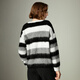 Chuyu Sweater Women's 2025 Winter New Style Round Neck Loose Black and White Stripes with Wool Atmosphere Long Hair Flow Top Black, White and Gray Stripes S