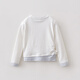 MARC&JANIE American casual girls' fake two-piece pleated T-shirt children's long-sleeved top spring new style 560187 white 110 cm (recommended height 101-110cm)