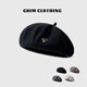 Wine-style senior's new large head circumference beret for women 2024 Korean version simple solid color autumn and winter fashionable literary Hong Kong style retro pumpkin hat black sweet and lazy