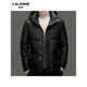 LILANZ высококачественная короткая мужская куртка на белом утином пуху с капюшоном, зимняя модная тенденция, утолщенная теплая мужская пуховая куртка темно-серого цвета 82088 14XL (190)