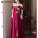 Verse Verse burgundy toast dress bride's dressing gown style engagement wedding dress new Chinese style one shoulder light luxury national style burgundy S