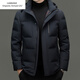 Emporio Armani EA7 Armani 2026 winter new style middle-aged men's down jacket business casual hooded white duck down jacket for men daddy navy blue M 170