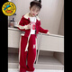 G.duck fried street parent-child wear 2025 new trendy spring and autumn style sports suit two-piece set different mother and daughter sweatshirt jacket red splicing suit 130 cm recommended 110~125 height