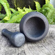MPPMCK black gold stone mortar garlic pounder medicine jar stone household medicine mortar stone garlic mortar small grinder stone Gu mortar diameter 13CM