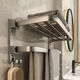 Gun gray towel rack bathroom punch-free foldable bathroom storage rack wall-mounted toilet space aluminum bath towel rack Q3 gun gray 3-piece set