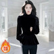 Hengyuanxiang gold velvet bottoming shirt women's top autumn and winter style inner long-sleeved shirt 2025 black thickened plus velvet black plus velvet style L 110-120Jin Jin is equal to 0.5 kg
