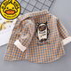 G.duck boys' velvet warm bottoming shirt autumn and winter children's style plaid shirt 1-3 baby girl 6 cardigan jacket top MTY shirt velvet 100cm recommended for 2-3 years old