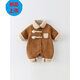 G.duck 100-day baby cute jumpsuit for infants and toddlers winter thickened quilted harem full moon plus velvet winter cotton clothing breathable brown 66cm