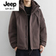 JEEP SPIRIT American workwear down jacket men's winter outdoor windproof jacket national standard 90 velvet thickened hooded jacket brown 90 velvet L 120-140Jin Jin equals 0.5 kg