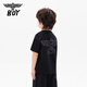BOY JUNIOR boys' pure cotton short-sleeved T-shirt trendy and cool printed top black 140