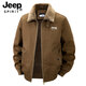 Chaqueta sherpa JEEP SPIRIT para hombre 2025, otoño e invierno, nueva chaqueta de trabajo de algodón cálida con múltiples bolsillos y terciopelo, cuello de piel desmontable de color militar 3XL (recomendado 165-180 Jin Jin equivale a 0,5 kg)