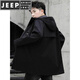 JEEP SPIRIT Jacket Men's Autumn and Winter Men's Windbreaker Mid-length Plus Velvet Thickened Casual Korean Style Versatile Men's Cotton Coat Thick and Thick Optional Plus Velvet Thickened Model S3-8029 Black M 80-105Jin Jin is equal to 0.5 kg