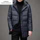 Emporio Armani EA7 Armani 2026 winter new men's down jacket mid-length fashionable detachable hooded white duck down casual outer gray M 170