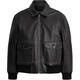 COACH Solid Color Lapel Zipper Drop Shoulder Long Sleeve Leather Jacket Men's Black S