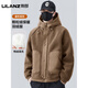 利郎（LILANZ）官方羊羔毛羽绒服男款冬季2025新款潮加厚保暖连帽摇粒绒外套男士 藏青-旗舰款 L 【130-150斤】