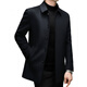 DVW international brand men's cashmere woolen coat autumn and winter new middle-aged business casual double-sided woolen warm coat high-end black cyan 3XL 190 suitable for 175-185Jin Jin equals 0.5 kg