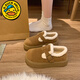 G.duck Little Yellow Duck Girls' Cotton Shoes 2025 Winter New Children's Velvet Warm Birkenstock Shoes for Girls Style Princess Loft Khaki Main Image Model/High 35 High Quality/Ready Stock in Seconds