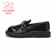 Fuluo Mi Girls' Leather Shoes 26 Spring Fashionable Loafers Children's Soft Soled Lightweight Single Shoes Shadow Black 29