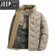 JEEP SPIRIT男士冬季短款羽绒服立领冬装中年休闲潮爸爸装保暖外套 黑色 L 【体重90-110斤】