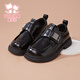 Fuluomi boys leather shoes 26 spring British style campus performance single shoes primary school students soft sole non-slip children's shoes black 38