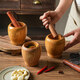 Sheli solid wood garlic mortar, log garlic masher, medicinal jar, wooden grinder, household chili garlic masher, medium size (with garlic masher)
