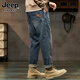 JEEP SPIRIT Jeep jeans men's autumn and winter American loose pants men's pants wide-leg casual pants nostalgic blue 38