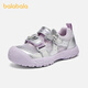 BALABALA children's shoes children's sports shoes girls 2026 new spring and autumn sweet butterfly breathable outdoor shoes gray purple tone 00327 26 (foot length 16cm)