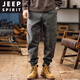 JEEP SPIRIT American overalls men's 2025 autumn and winter new loose velvet thickened casual pants retro men's trousers black winter velvet 4XL (180-200Jin Jin equals 0.5 kg)