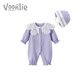 Fanhunting baby clothes spring newborn baby girl onesie full moon hundred days princess outing clothes spring and autumn purple 66cm