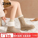 ZHR two-wear snow boots for women plus velvet and thickened women's boots lamb wool warm and increased Northeast cotton shoes JF72 Khaki 37