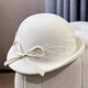 French socialite lace bow woolen beret women's winter 2025 new Hepburn complex white