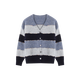 Mohan Yimei Contrast Color Striped Top 2025 Winter Wool V-neck Soft and Waxy Atmosphere Fresh Cardigan Sweater for Women