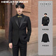 声猴西服套装男新中式西服外套男士休闲西服国风修身新郎结婚礼服宴会 西服外套+衬衫黑+西裤【三件套】 2XL （130-150斤））